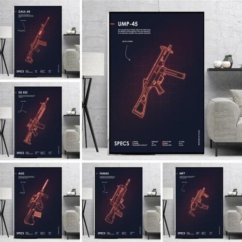 Canvas Painting Game Gun Series Picture Posters and Prints Wall Art Pictures for Living Room Home Decor Cuadros No Frame