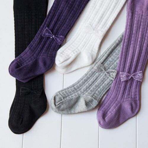 Girls Pantyhose Winter Autumn Tights Toddler Kids Baby Girls Cotton Tights Solid Bow Stockings Thermal Hosiery Pantyhose