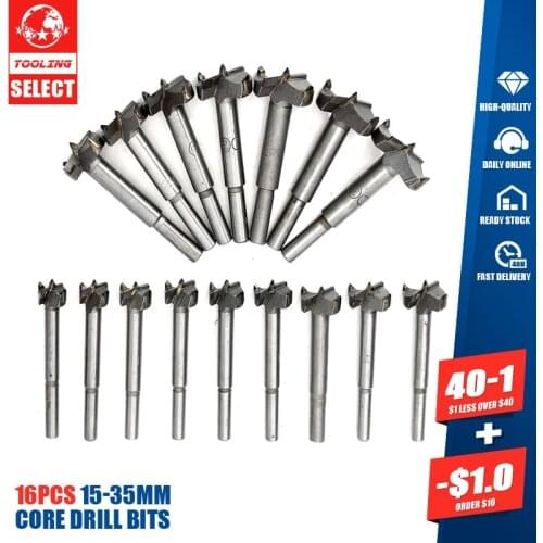 FGHGF 16pcs/Set 15-35mm Core Drill Bits Professional Titanium Coated Woodworking Hole Wood For Rotary Tools Hss Center Punch