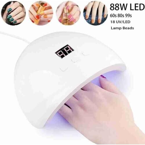 88W 18UV LED Beads White Nail Lamp For Manicure Gel Nail Dryer Drying Nail Polish Lamp 30s/60s/90s Auto Sensor Manicure Tools