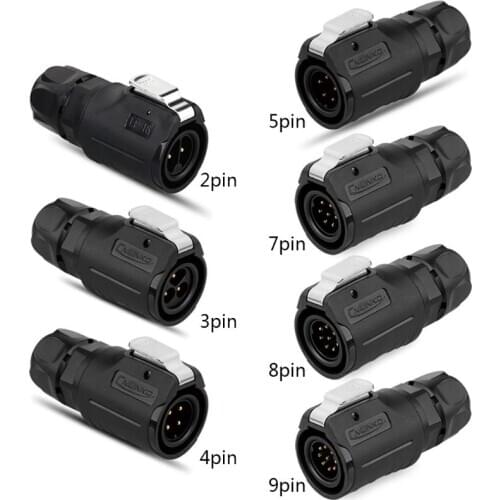 LP16 Plastic 2 3 4 5 6 7 8 9 Pin Power Industrial Circular Connector Outdoor IP67 Waterproof for Solar Power and Signal