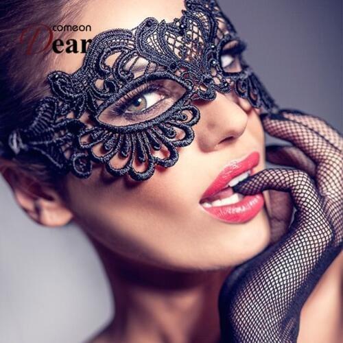 Comeondear Sex Product For Women Black Lace Eye Mask Hollow Out Halloween Cosplay Sex Mask Blindfold Blinder Bdsm 1PC CA80608