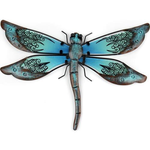 Metal Dragonfly Wall Artwork for Garden Decoration Miniaturas Animal Outdoor Statues and Sculptures for Yard Decoration