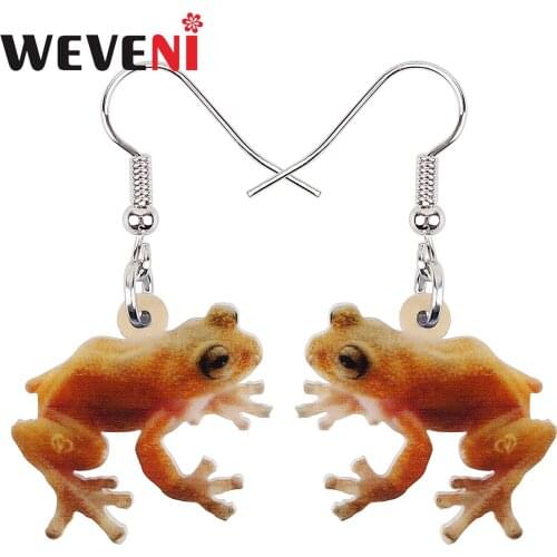 WEVENI Acrylic Cute Yellow Frog Toad Earrings Big Long Drop Dangle Fashion Party Jewelry Unique Charms Gift For Women Girls Teen