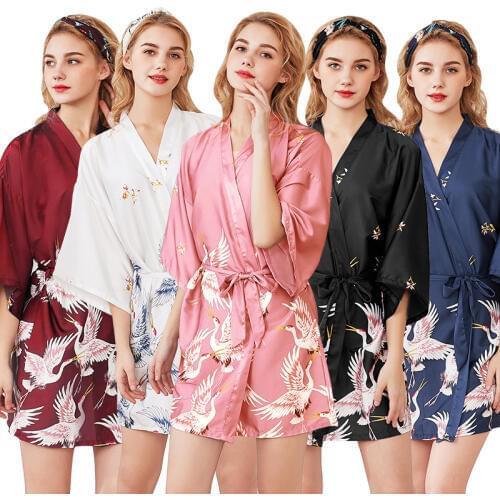Fashion Satin Robes Women Pajamas Sexy Robe Sleepwear Silk Pijama Casual Bathrobe Rayon Nightgown Kimono Pyjamas
