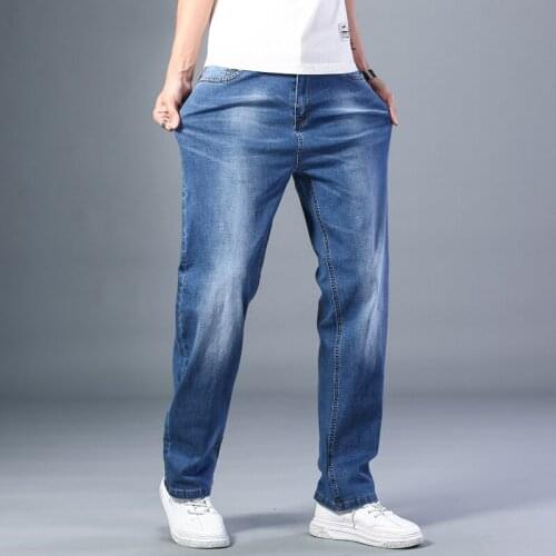 Mens Thin Straight-leg Loose Jeans Summer New Classic Style Advanced Stretch Loose Pants 7 Colors Available Size 35 42