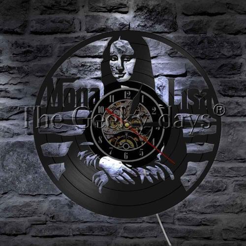 Mona Lisa Subtle Smile Gentle And Elegant Vinyl Record Wall Clock LED Night Light Bedroom Decor Whimsical Pop Art Gift