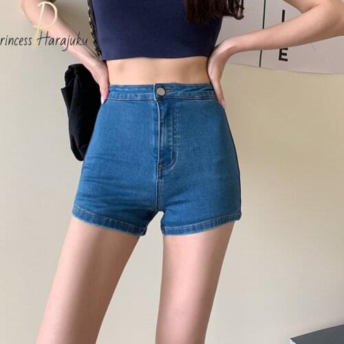 New Women Denim Shorts Stretch Slim Push Up Hips Elastic Jeans Straight Short Jeans Female Casual Summer Woman Summer Plus Size