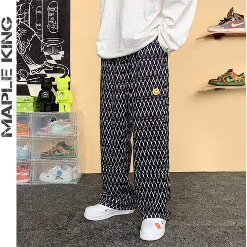 Couples Mesh Print Harem Pants Fashion Street Hip Hop Loose Skateboard Sweatpants Men Women Japanese Joggers Plaid Trousers