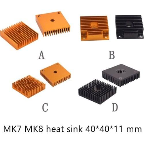 3d printer heat sink MK7 MK8 extruder aluminum block 40x40x11 mm for 4010 fan