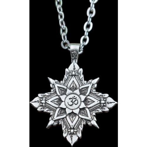 SanLan mandal ohm necklace Lotus yoga spiritual pendant charm Jewellery 1pcs