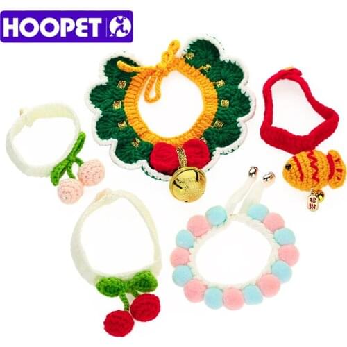 HOOPET Variety Of Bell Small Fish Woolen Collars For Cats Cute Decorations For Dogs Christmas Collar For Pet Cat Accessories