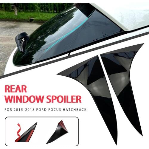 FOR FOCUS Hatchback Rear Window Side Spoiler Cover Strip Trims Wing Canard Canards Splitter ABS BLACK Car Accessories 2015-2018