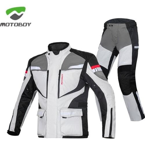 Waterproof warm MOTOBOY Motorcycle Cycling wear jacket pants Mens motorbike riding suit with CE Protector motocross Rally Suit
