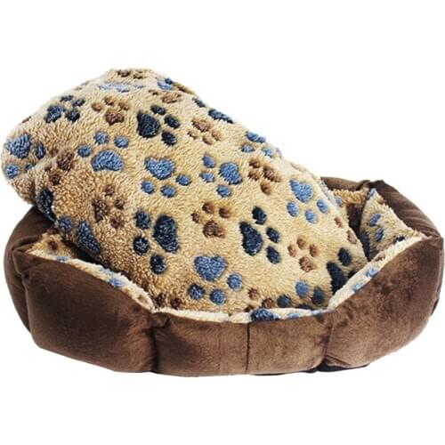 Pow Print Octagonal Kennel Super Soft Cotton Velvet Winter Warm Pet Cat Nest Winter Dog Bed Cotton Dog Bed Cat Nest
