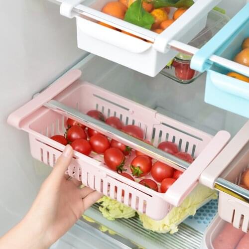 Retractable adjustable refrigerator storage box Refrigerator shelf Storage rack of fresh-keeping room Refrigerator drawer basket