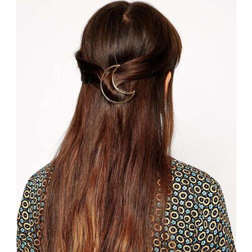 One piece jewelry hair clip moon shape hairpin clamps ladies gold and silver tone women elegant fashion hair accessories