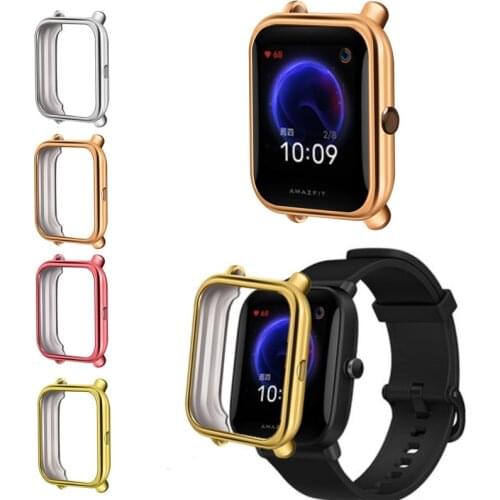 TPU Soft Full Edge Protector PLating Case Shell Frame For Amazfit BIP S/Lite/U/Pro GTS 2 Mini Watch Protective Bumper Cover