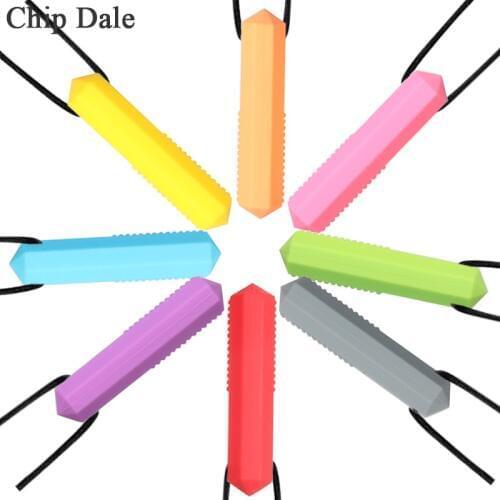 Chip Dale 1pc Gem Chewable Necklace Silicone Teethers Sensory Pandent Chewing Toy Autism ADHD Molar Stick