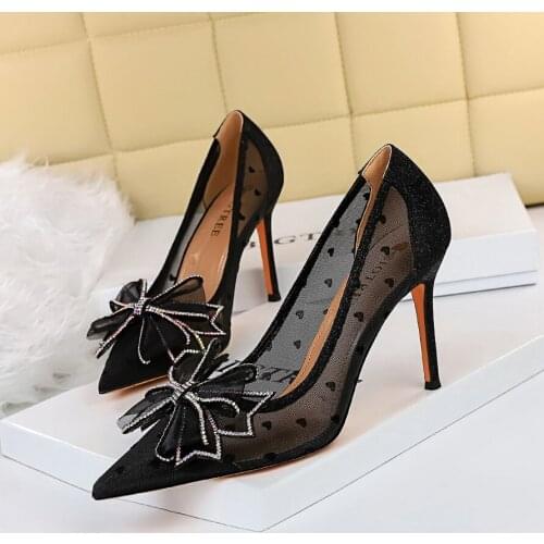2020 Women 10cm High Heels Lace Sandals Lady Mesh Stripper Strap Stiletto Sexy Sandles Wedding Bridal Prom Elegant Pleaser Shoes