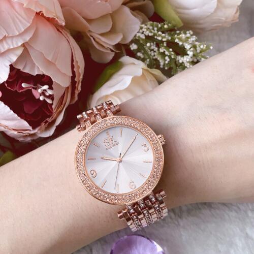 Shengke Top Brand Luxury Crystal Women Bracelet Watches Relogio Feminino 2019 SK Rose Gold Wrist Watch Womens Clock #K0011
