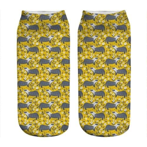 Womens socks kawaii Cartoon Badgers pattern Printed Socks Woman harajuku Happy Funny Novelty cute girl gift Socks for women