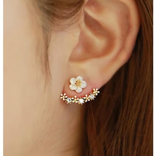 New 2017 Hot Sell Fashion Flower Design 925 Sterling Silver Stud Earrings for Women Girls Jewelry