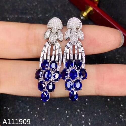 KJJEAXCMY boutique jewelry 925 sterling silver inlaid Natural sapphire Womens earrings support detection fine