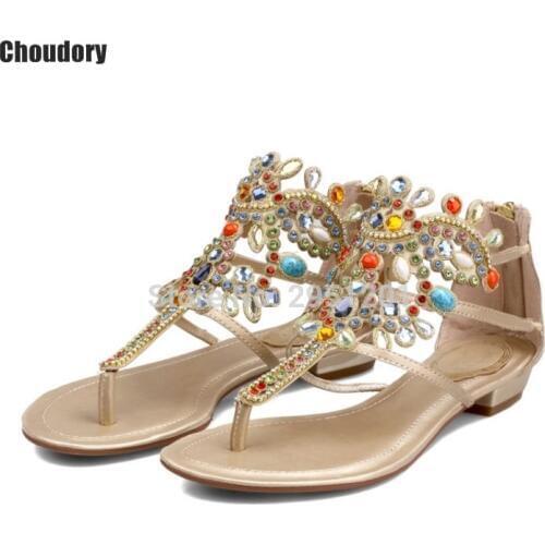 Women Flat slippers Sandals Rhinestone Sandals Sexy Crystal Flip Flops Gladiator Sandals Women Casual Summer Shoes Women