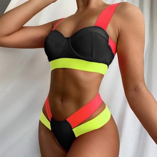 1 Set Bikini Suit Sexy Low Waist with Underwire Padded Bra Swimsuit for Women Swimwears Bikinis Set For Lady 2021