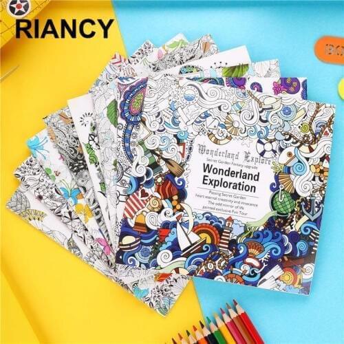 1 Piece 24 Pages Coloring Painting Book For Children Adult Artist Relieve Stress Kill Time Colored Paint Drawing Book 03162