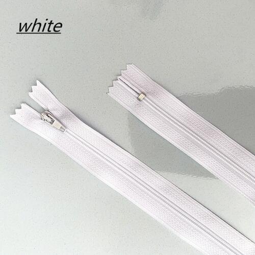 10 pcs. 10-60 cm (4-24 inches) white Nylon Zippers Tailor Sewer Craft Crafters & FGDQRS