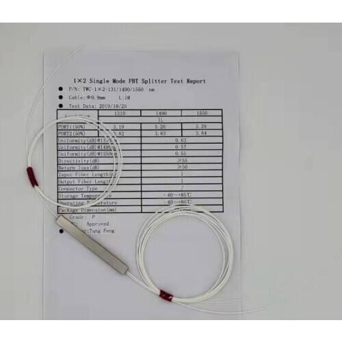 10pcs/lot FTB Unbalanced Splitter 1x2 fiber optic PLC splitter without connector cable0.9mmMini Blockless 2 Ports PLC Splitter