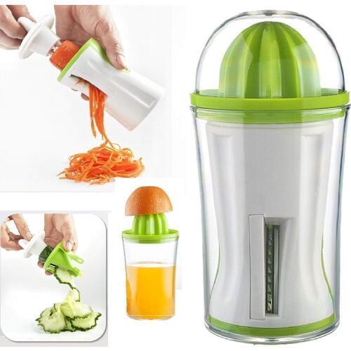 2 In 1 Multipurpose Vegetables Spiral Slicer with Juicer Vegetable Cutter Fruit Juicer Zucchini Noodle Pasta Maker