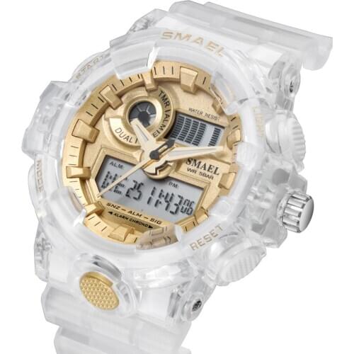 2021 Fashion Smael Sport Men Waterproof Top Brand Digital Watches Quality Plastic Band Dual Display Wristwatch Relogio Masculino