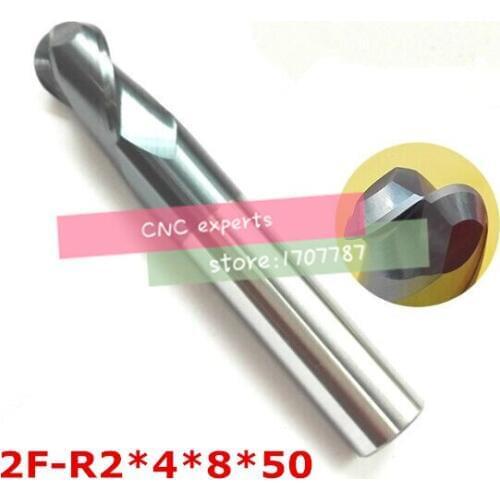 2f-r2.0*4*8*50,carbide End Mills,carbide Square Flatted End Mill,coating:nano,factory Outlet Length