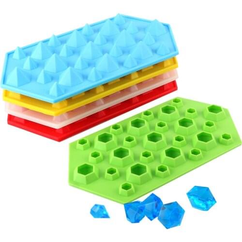 1Pcs 3D Diamonds Ice Tray Silicone Ice Cube Mold Ice Cream Maker DIY Pudding Tool For Party Bar Whiskey Ball Maker