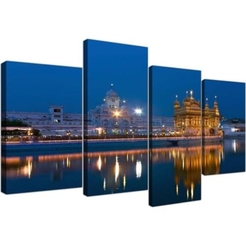 4 Piece Large Sikh Canvas Wall Art Pictures of the Golden Temple at Amritsar ,Ready to Hang Drop shipping