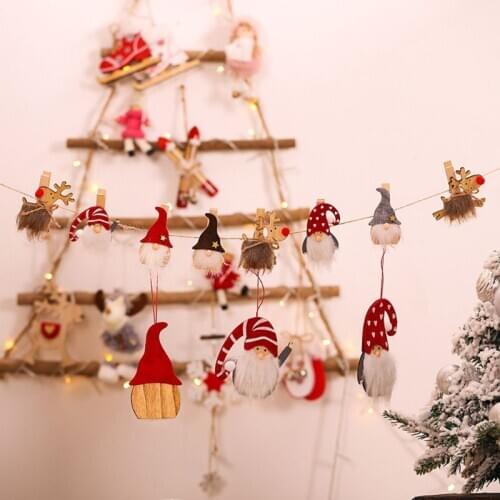 6pcs Christmas Swedish Gnome Decoration Wooden Clips DIY Photo Paper Clothes Postcard Clamps Craft
