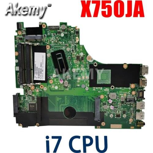 Akemy Mainboard For ASUS X750JA X750JB A750JA K750J K750JA X750J Laptop Motherboard 100% Test OK W/ i7-4500U Free 4GB RAM+Heats