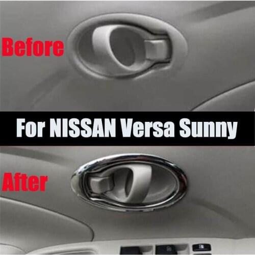Car Styling accessories Chrome interior Door Handle Cover Interior Decorative sticker For NISSAN Versa Latio Sunny 2010-2017
