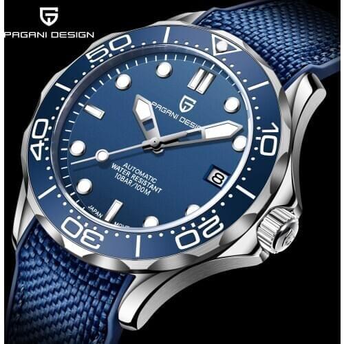 PAGANI DESIGN 2020 New 007 automatic watches men NH35A men mechanical wrist watches 316L Steel waterproof Domed sapphire glass