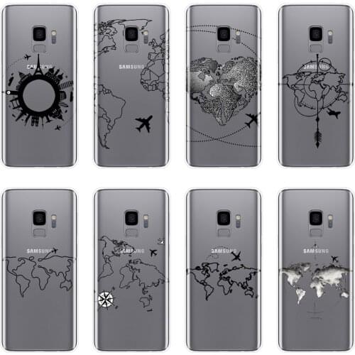 Phone Case For Samsung Galaxy S5 S6 S7 Edge S8 S9 Plus Travel Map Silicone Soft Back Cover For Samsung Galaxy Note 9 8 5 4 Case