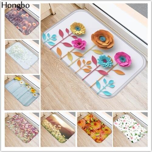 Hongbo New Creative Rugs Washable Beautiful Flower Floral Carpet Mats Bedroom Non-Slip Floor Mats Area Rug for Living Room