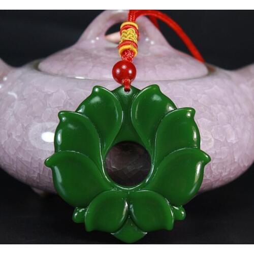 Fine Jewelry Beautiful Natural Green Hand-carved Chinese Hetian Jasper Five Bats Pendant Free Shipping