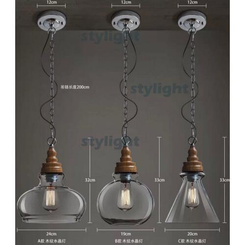 Wood pattern crystal lamp American country style pendant lamp Dining Room Living Room bedroom Bar Light glass crystal lights