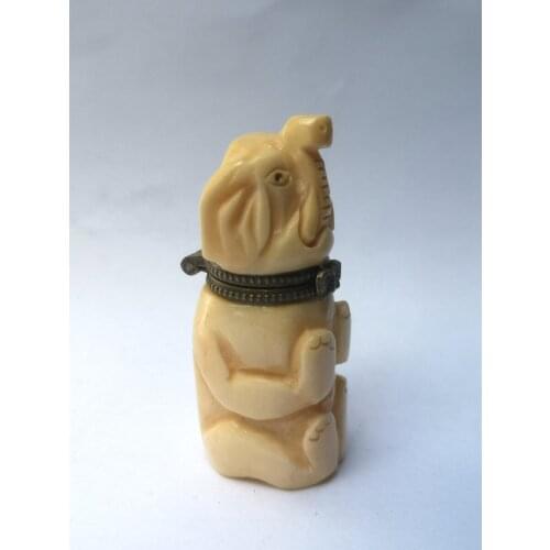 YIZHU CULTUER ART Collection Ancient China Tibet ox Bone Hand Carved Lovely Elephant Jewelry box Family Decoration