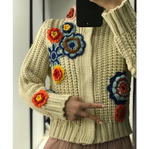 Cardigan Feminino Wool New Poncho Real Embroidered Paragraph Female 2019 Womens Temperament Chain Link Fence Collar Japanese