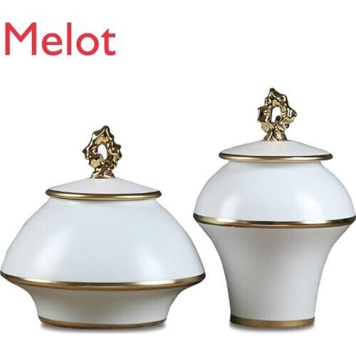 Chinese Modern Light Luxury New Chinese Ceramics Storage Jar Decoration Model Room Villa Home Living Room Study Soft Decorations