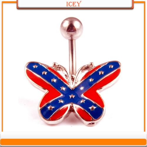 Special pin navel ring lip nail ear nail butterfly navel ring buckle oil dripping navel nail